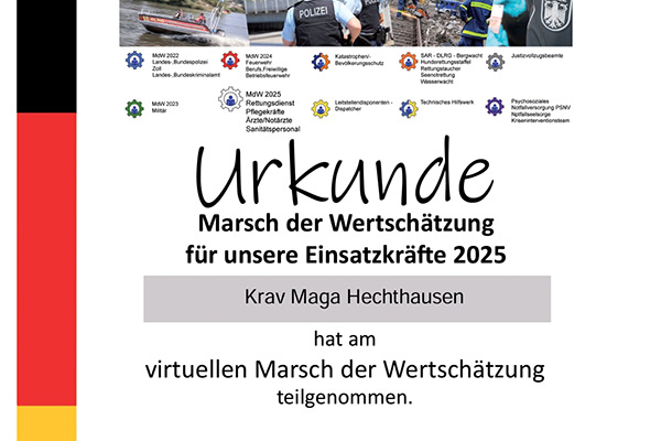 Urkunde Marsch der Wertschätzung